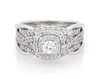 Thumbnail Image 1 of Previously Owned Round-Cut Diamond Double Halo Bridal Set 1/2 ct tw 10K & 14K White Gold Size 4.5