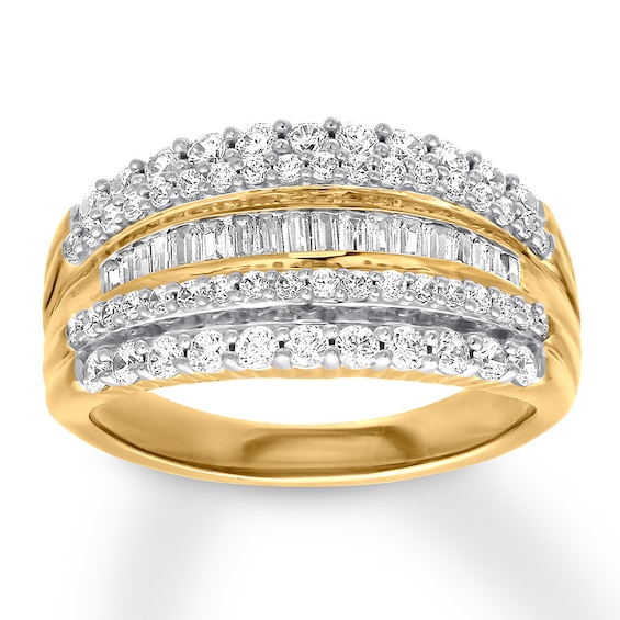 Previously Owned Diamond Ring 1 ct tw Round & Baguette 10K Yellow Gold