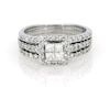 Thumbnail Image 1 of Previously Owned Princess-Cut Quad Diamond Halo Bridal Set 3/4 ct tw 14K White Gold Size 4.5