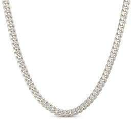 Previously Owned Cuban Curb Chain Necklace 6.8mm Hollow 10K White Gold 22"