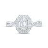 Thumbnail Image 3 of Previously Owned Baguette & Round-Cut Multi-Diamond Center Engagement Ring 1/3 ct tw 14K White Gold