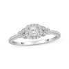 Thumbnail Image 1 of Previously Owned Round-Cut Diamond Cushion Halo Milgrain Engagement Ring 1/3 ct tw 10K White Gold