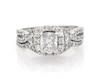 Thumbnail Image 1 of Previously Owned Pie-Cut Multi-Diamond Halo Bridal Set 7/8 ct tw 14K White Gold Size 7