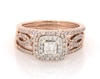 Thumbnail Image 1 of Previously Owned Princess-Cut Diamond Halo Bridal Set 7/8 ct tw 14K Two-Tone Gold Size 6.75