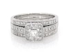 Thumbnail Image 1 of Previously Owned Princess-Cut Diamond Halo Bridal Set 5/8 ct tw 14K White Gold Size 6.5
