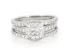 Thumbnail Image 1 of Previously Owned Princess-Cut Quad Diamond Halo Bridal Set 7/8 ct tw 10K & 14K White Gold Size 7.25