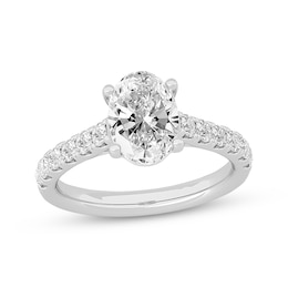 Previously Owned Lab-Grown Diamonds Oval-Cut Engagement Ring 2-1/2 ct tw 14K White Gold