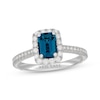 Thumbnail Image 1 of Previously Owned Neil Lane Emerald-Cut London Blue Topaz & White Diamond Engagement Ring 1/2 ct tw 14K White Gold