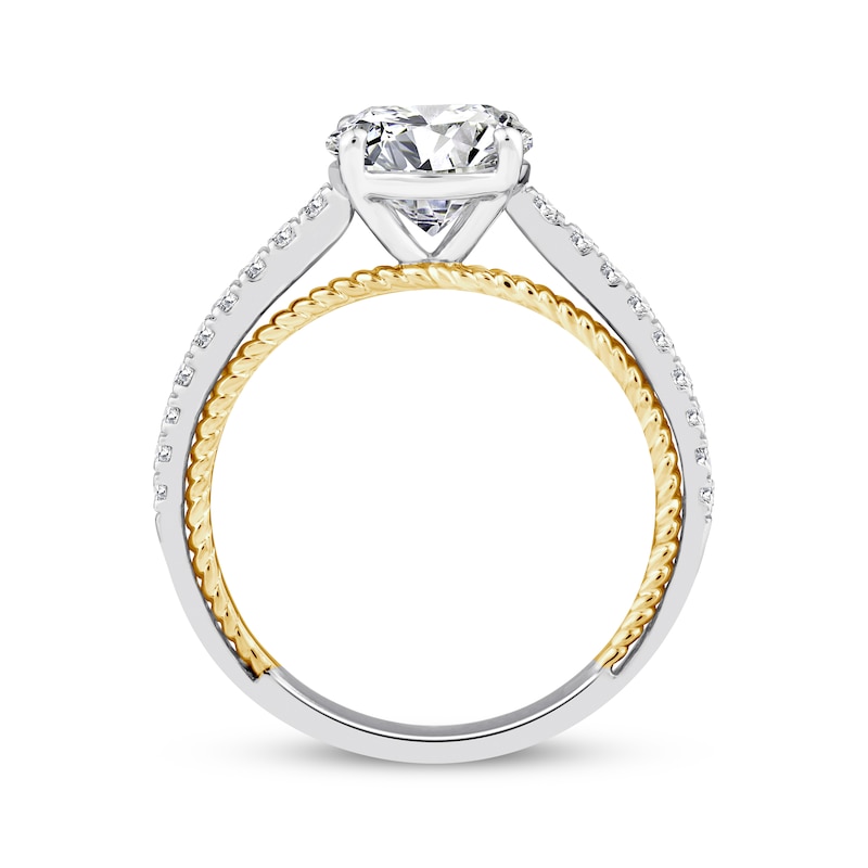 Main Image 3 of Previously Owned Threads of Love Round-Cut Lab-Grown Diamond Engagement Ring 2-1/4 ct tw 14K Two-Tone Gold