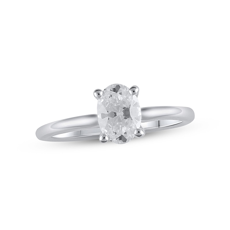 Main Image 1 of Previously Owned Lab-Grown Diamonds Solitaire Ring 1 ct tw Oval-cut 14K White Gold (F/VS2)