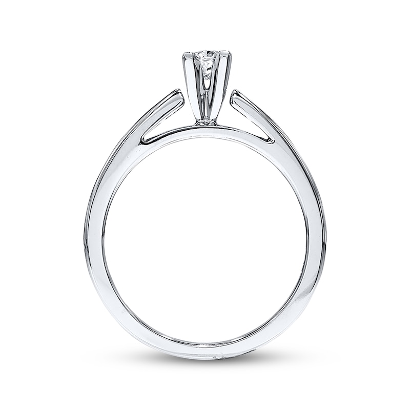 Main Image 2 of Previously Owned THE LEO Artisan Diamond Princess-Cut Solitaire Engagement Ring 1/3 ct tw 14K White Gold & Platinum (I/SI2)