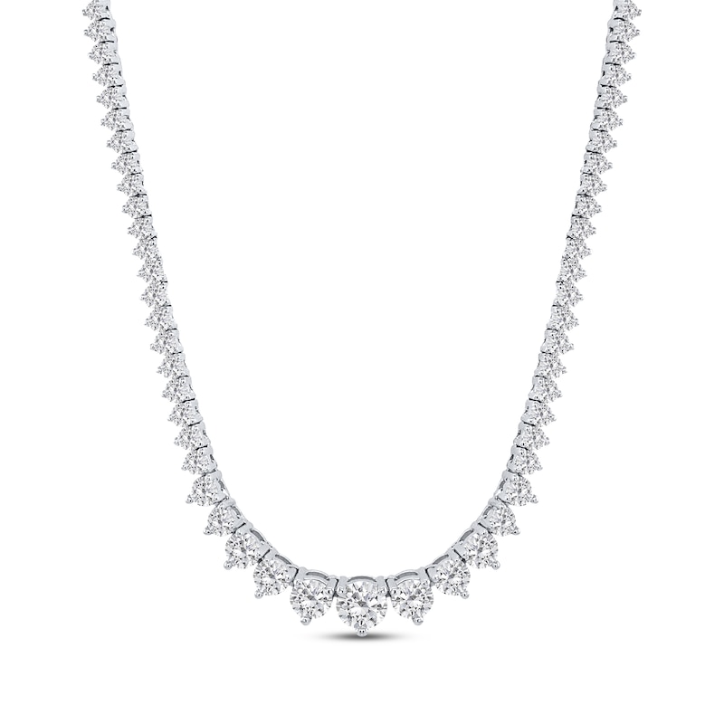 Main Image 1 of Previously Owned KAY Lab-Grown Diamonds Round-Cut Graduated Riviera Necklace 6 ct tw 14K White Gold 16”