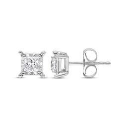 Previously Owned Diamond Solitaire Earrings 5/8 ct tw Princess-cut 10K White Gold (J/I3)
