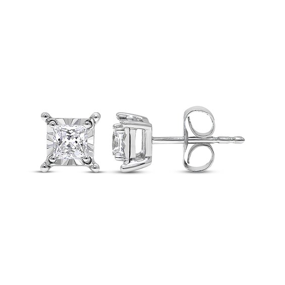 Previously Owned Diamond Solitaire Earrings 5/8 ct tw Princess-cut 10K White Gold (J/I3)