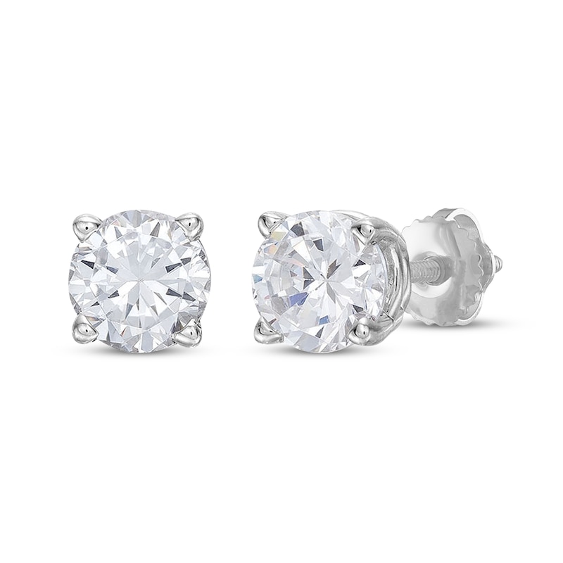 Main Image 1 of Previously Owned KAY Lab-Grown Diamonds Solitaire Stud Earrings 1/2 ct tw 14K White Gold (F/VS2)