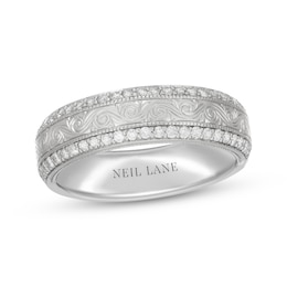 Previously Owned Neil Lane Men's Diamond Scrollwork Wedding Band 1/2 ct tw 14K White Gold