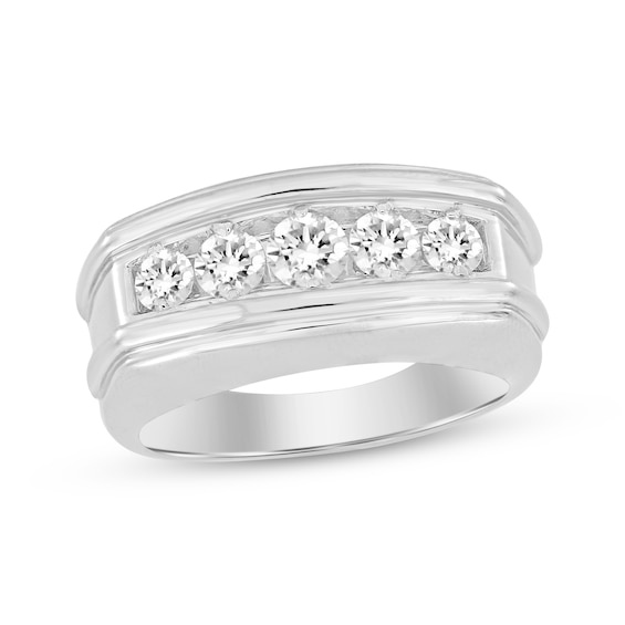 Previously Owned Men’s Round-Cut Diamond Wedding Band 1 ct tw White Gold