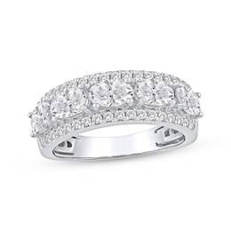 Previously Owned Lab-Grown Diamonds Oval-Cut Three-Row Anniversary Ring 2 ct tw 14K White Gold
