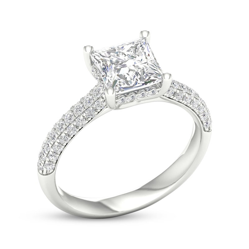 Main Image 2 of Previously Owned Lab-Grown Diamonds Princess-Cut Engagement Ring 2-1/2 ct tw 14K White Gold