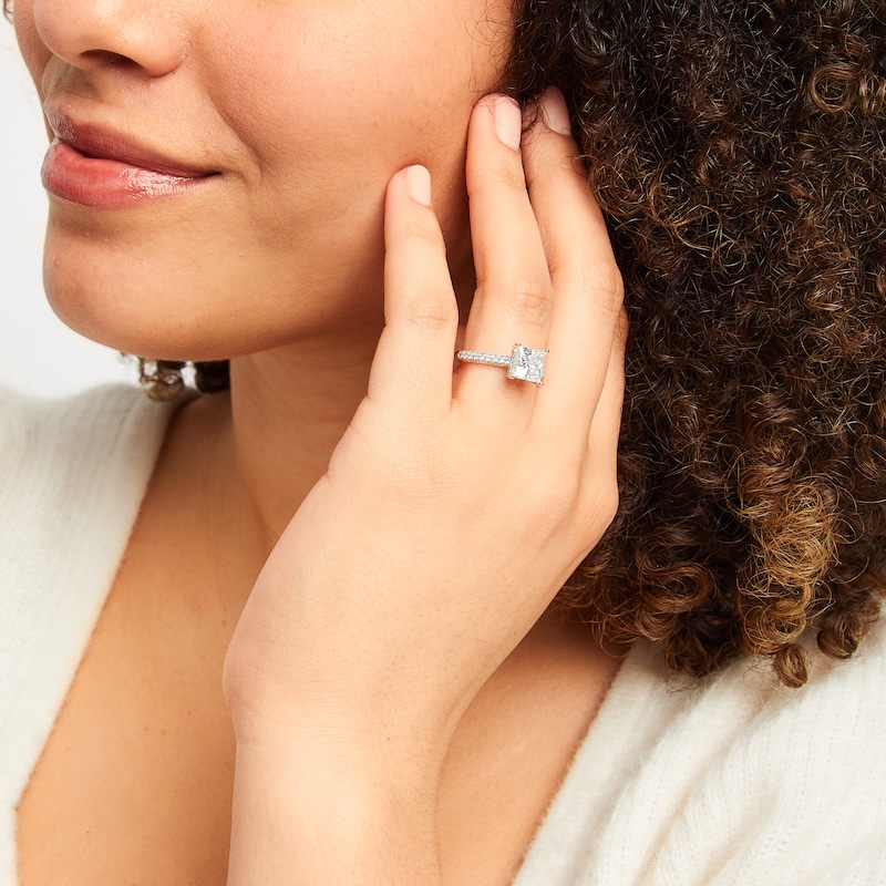 Main Image 5 of Previously Owned Lab-Grown Diamonds Princess-Cut Engagement Ring 2-1/2 ct tw 14K White Gold