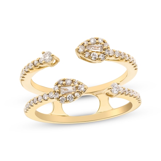 Previously Owned Baguette & Round-Cut Diamond Two-Row Deconstructed Ring 1/2 ct tw 10K Yellow Gold