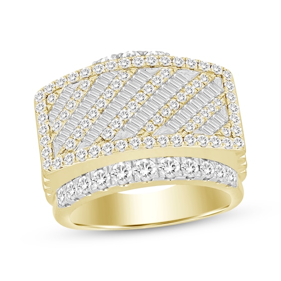 Previously Owned Men's Baguette & Round-Cut Diamond Diagonal Ring 3 ct tw 10K Yellow Gold