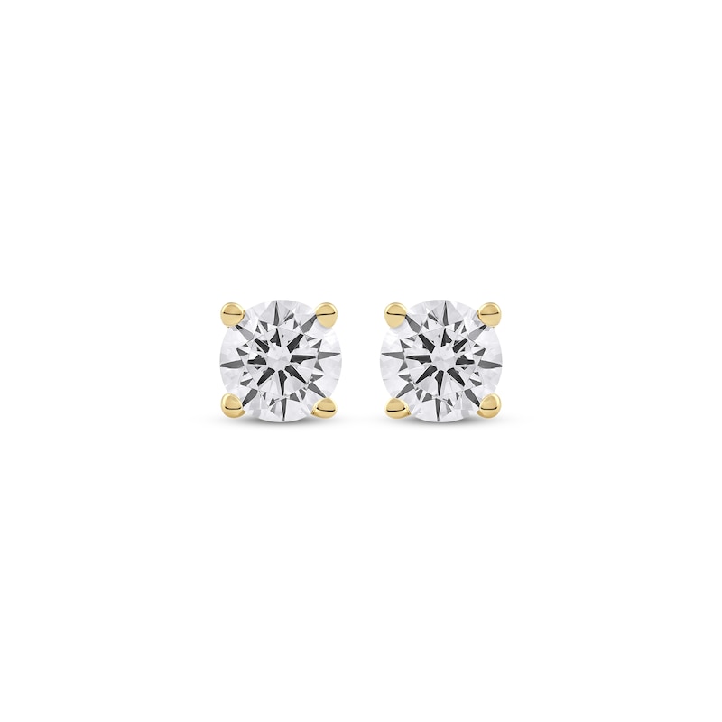 Main Image 2 of Previously Owned KAY Lab-Grown Diamonds Round-cut Solitaire Stud Earrings 1/2 ct tw 14K Yellow Gold (F/SI2)