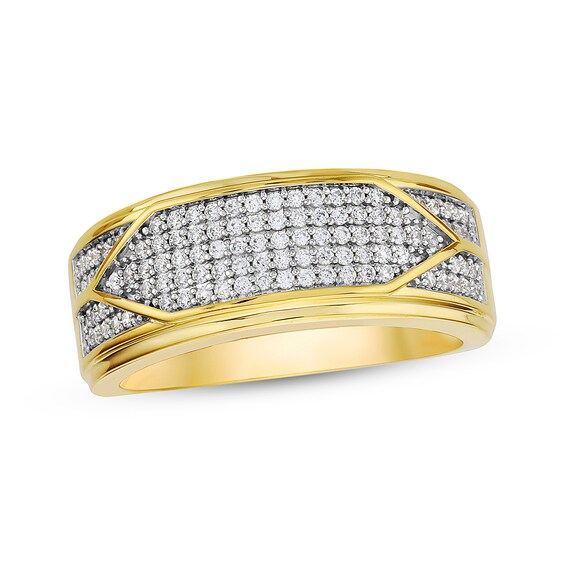 Previously Owned Men's Multi-Row Diamond Ring 1/2 ct tw 10K Yellow Gold