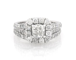 Previously Owned Neil Lane Cushion-Cut Diamond Halo Bridal Set 2-1/2 ct tw 14K White Gold Size 6.5