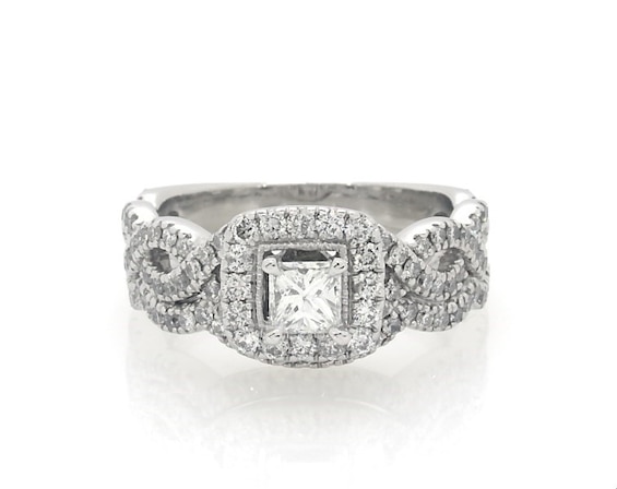 Previously Owned Neil Lane Princess-Cut Bridal Set 1-1/8 ct tw 14K White Gold 5