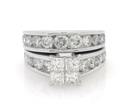 Previously Owned Princess-Cut Quad Diamond Bridal Set 3-7/8 ct tw 14K White Gold Size 8