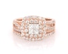 Thumbnail Image 1 of Previously Owned Princess-Cut Quad Diamond Bridal Set 1-1/3 ct tw 14K Two-Tone Gold Size 6.5