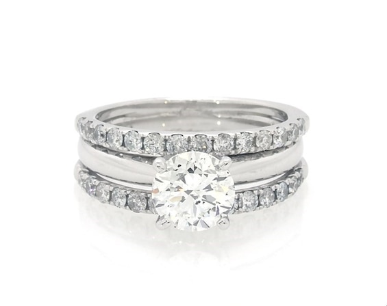 Previously Owned Round-Cut Diamond Bridal Set 1-3/8 ct tw 14K White Gold Size 3.75