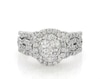 Thumbnail Image 1 of Previously Owned Multi-Diamond Oval Halo Bridal Set 1-1/3 ct tw 14K White Gold Size 8