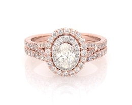 Previously Owned Neil Lane Oval-Cut Diamond Halo Bridal Set 1-1/2 ct tw 14K Two-Tone Gold Size 7.5