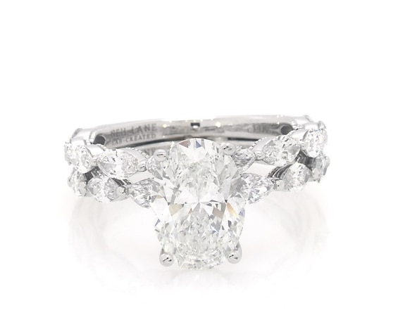 Previously Owned Neil Lane Artistry Oval-cut Lab-Grown Diamond Bridal Set 3-1/4 ct tw 14K White Gold size 6