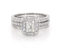 Previously Owned Emerald-Cut Diamond Bridal Set 1-1/5 ct tw 14K White Gold Size 6