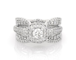 Previously Owned Round-Cut Diamond Bridal Set 1-1/8 ct tw 14K White Gold Size 6.5