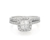 Thumbnail Image 1 of Previously Owned Princess-Cut Quad Diamond Halo Bridal Set 1-1/8 ct tw 14K White Gold Size 7.75