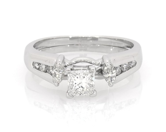 Previously Owned Princess & Marquise-Cut Diamond Engagement Ring 3/4 ct tw 14K White Gold Size 6