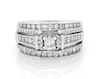 Thumbnail Image 1 of Previously Owned Princess-Cut Diamond Bridal Set 7/8 ct tw 14K White Gold Size 7.25