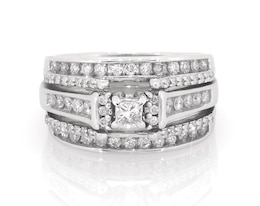 Previously Owned Princess-Cut Diamond Bridal Set 7/8 ct tw 14K White Gold Size 7.25