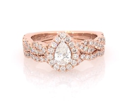 Previously Owned Neil Lane Diamond Bridal Set 7/8 Carat tw Pear & Round-cut 14K Rose Gold Size 5