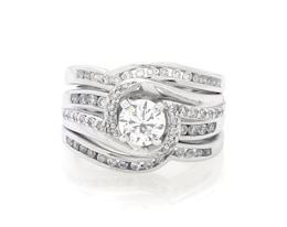 Previously Owned Round-Cut Diamond Bypass Bridal Set 7/8 ct tw 10K White Gold Size 4