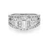 Thumbnail Image 1 of Previously Owned Emerald-Cut Diamond Three-Stone Bridal Set 1-1/2 ct tw 14K White Gold Size 6.5