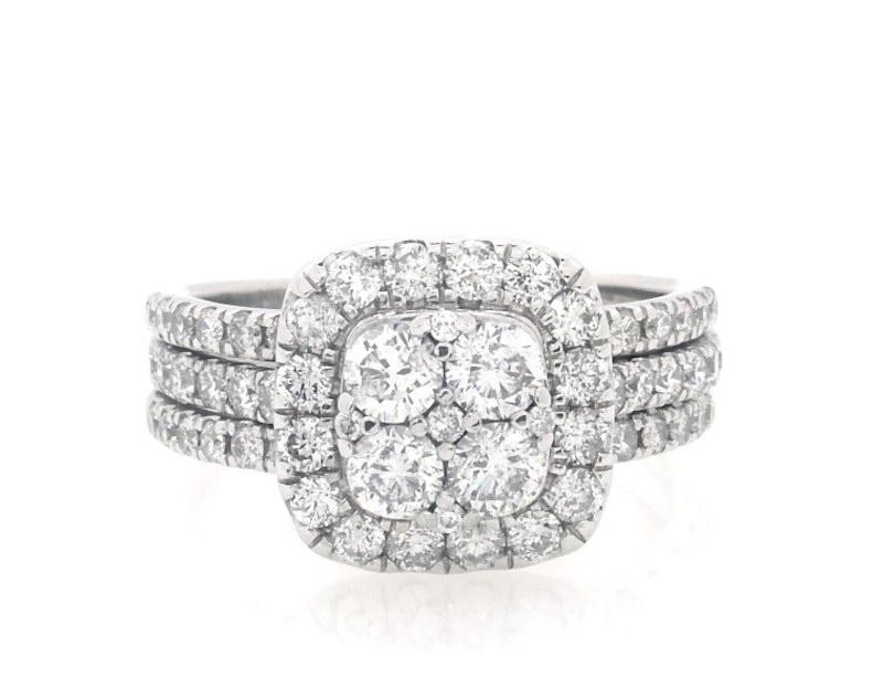 Main Image 1 of Previously Owned Multi-Diamond Bridal Set 1-7/8 ct tw 10K White Gold Size 7.25