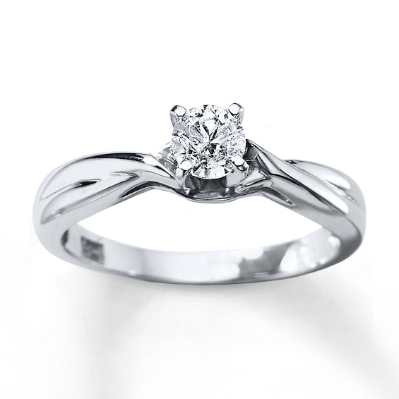 Previously Owned Diamond Solitaire Ring 3/8 Carat Round-cut 14K White Gold (I/I2)