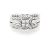 Thumbnail Image 1 of Previously Owned Princess-Cut Quad Diamond Halo Bridal Set 3/4 ct tw 10K White Gold Size 5