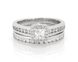 Previously Owned Princess-Cut Diamond Bridal Set 1 ct tw 14K White Gold Size 6.5