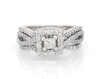 Thumbnail Image 1 of Previously Owned Princess-Cut Diamond Halo Twist Shank Bridal Set 5/8 ct tw 14K White Gold Size 5.5